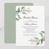 Tuin groene bladeren. Uitnodiging voor bruidsdouch (Voorkant / Achterkant)