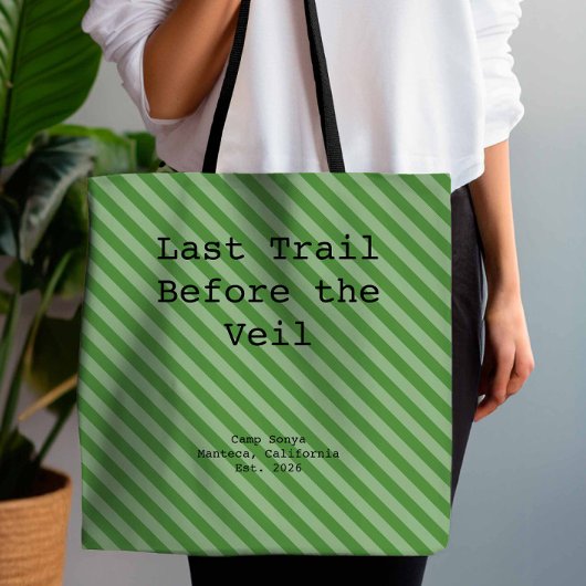 Tuin groene gestreepte bruidsmeisje vrijgezellenfe tote bag