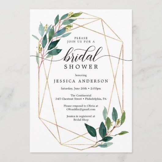 Tuin Groenen Bruids Douche Uitnodiging Groen (Voorkant)