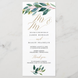 Tuin Groenen Gay Wedding Programma - Mr & Mr. Programmakaart