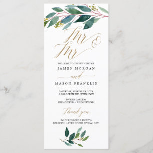 Tuin Groenen Gay Wedding Programma - Mr & Mr. Programmakaart