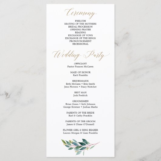 Tuin Groenen Gay Wedding Programma - Mr & Mr. Programmakaart (Achterkant)