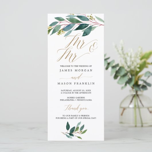 Tuin Groenen Gay Wedding Programma - Mr & Mr. Programmakaart (Staand voorkant)