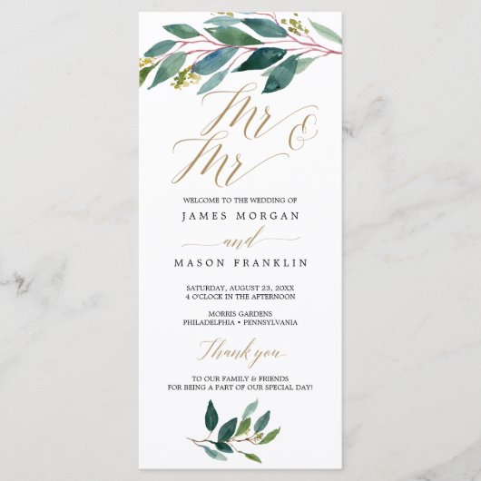 Tuin Groenen Gay Wedding Programma - Mr & Mr. Programmakaart (Voorkant)