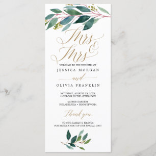 Tuin Groenen Gay Wedding Programma - Mrs & Mrs. Programmakaart