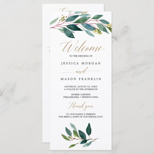 Tuin Groenen Trouwprogramma - Ceremonie Programma Programmakaart (Voorkant / Achterkant)