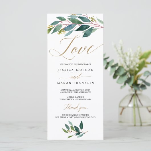 Tuin Groenen Trouwprogramma - Liefde Programmakaart (Staand voorkant)