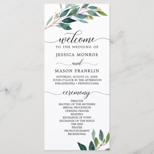 Tuin Groenen Trouwprogramma's Programmakaart (Voorkant)