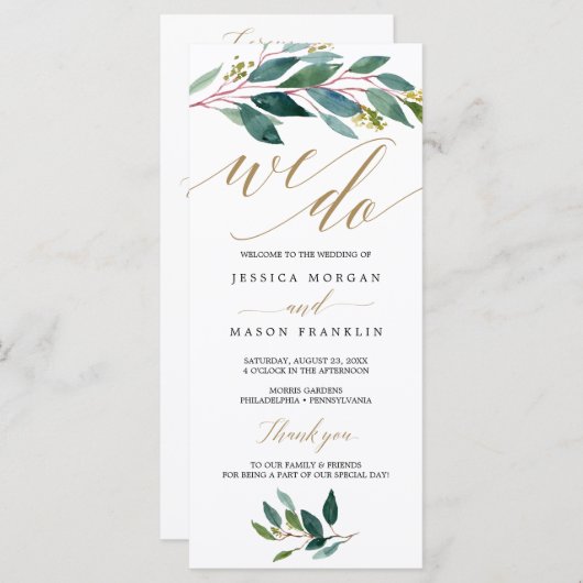 Tuin Groenen Wedding Program - Wij doen Programmakaart (Voorkant / Achterkant)