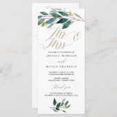 Tuin Groenen Wedding Programma - Mr & Mrs Programmakaart (Voorkant / Achterkant)