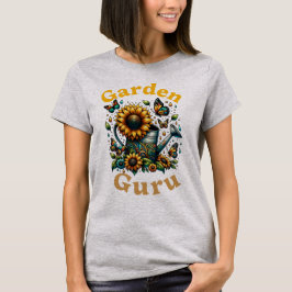 Tuin Guru Watering Can en Zonnebloemen Grijs T-shirt