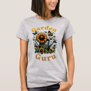 Tuin Guru Watering Can en Zonnebloemen Grijs T-shirt
