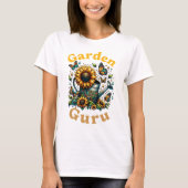 Tuin Guru Watering Can en Zonnebloemen Wit T-shirt (Voorkant)