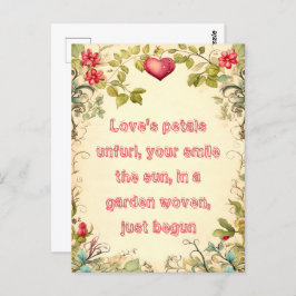  TUIN HART LIJST MET ZOETE LIEFDE QUOTE BRIEFKAART