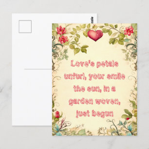  TUIN HART LIJST MET ZOETE LIEFDE QUOTE BRIEFKAART