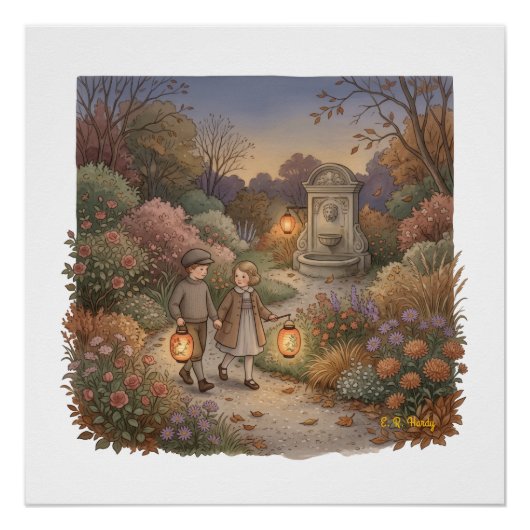 Tuin herfst schemering perfect poster (Voorkant)