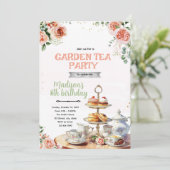 Tuin high tea feest uitnodiging (Staand voorkant)