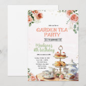 Tuin high tea feest uitnodiging (Voorkant / Achterkant)