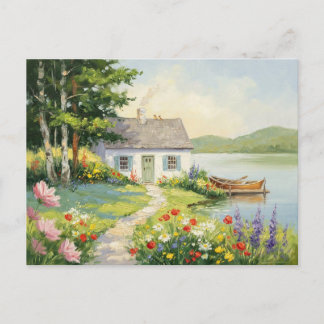 Tuin Huis Meer Natuur Landschap Dorp Briefkaart