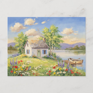 Tuin Huis Meer Natuur Landschap Rustig Dorp Briefkaart