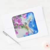 Tuin Hummingbird Bloemen Trouwstickers Vierkante Sticker (Envelop)