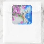 Tuin Hummingbird Bloemen Trouwstickers Vierkante Sticker (Tas)