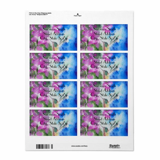 Tuin Hummingbird Bruiloft Retouradres Labels (Full Sheet)