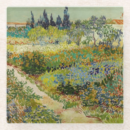 Tuin in Arles | Vincent van Gogh Glazen Onderzetter (Voorkant)