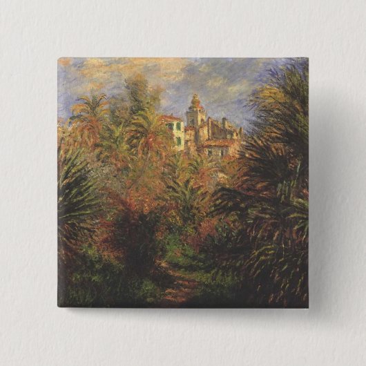 Tuin in Bordighera - Claude Monet - c1900 Vierkante Button 5,1 Cm (Voorkant)