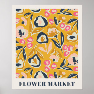 Tuin in cottage stijl Inkt Bloemige Bloemenmarkt P Poster