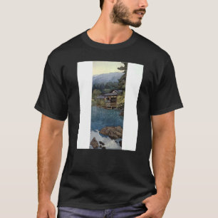 Tuin in de zomer Japans landschap Unisex T-shirt
