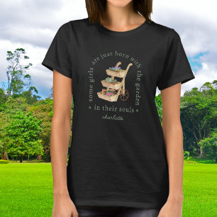 Tuin in Haar Ziel Rustieke Bloemenkar met Naam T-shirt