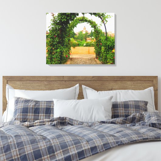 Tuin in het Alhambra, Granada, Spanje - Canvas (Insitu (Slaapkamer))