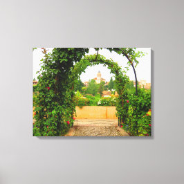 Tuin in het Alhambra, Granada, Spanje - Canvas