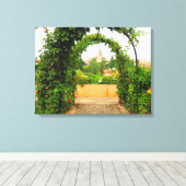 Tuin in het Alhambra, Granada, Spanje - Canvas Afdruk (Insitu (Houten vloer))