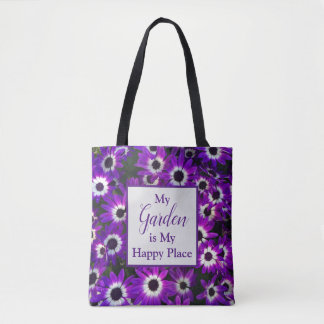 Tuin in mijn Happy Place, heldere Paarse ventilato Tote Bag