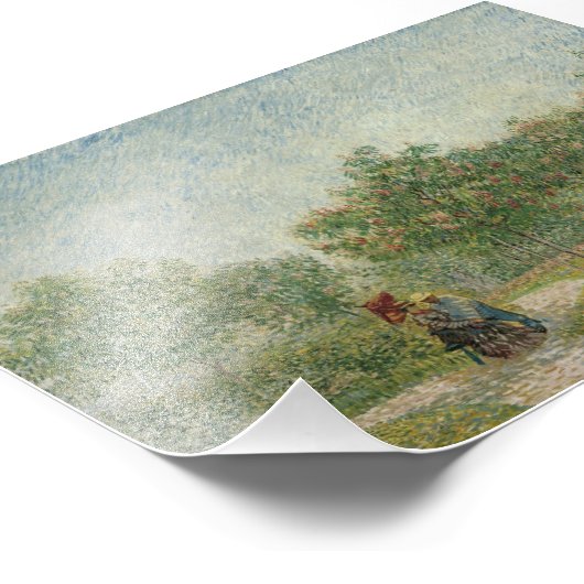 Tuin in Montmartre met liefhebbers Foto Afdruk (Hoek)