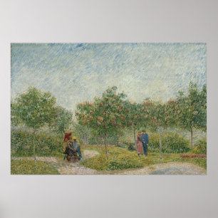 Tuin in Montmartre met Lovers van Van Gogh Poster