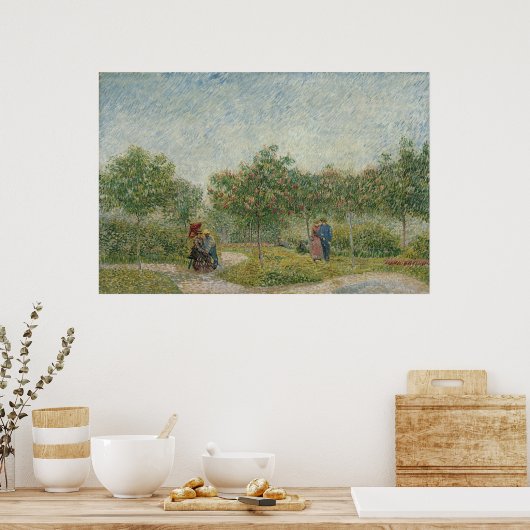 Tuin in Montmartre met Lovers van Van Gogh Poster (Keuken)