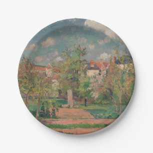Tuin in vol zonlicht, Camille PIssarro, 1876 Papieren Bordje