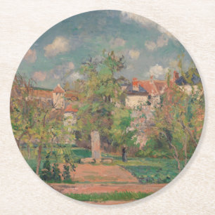 Tuin in vol zonlicht, Camille PIssarro, 1876 Ronde Kartonnen Onderzetter