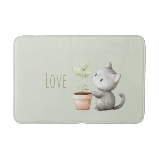 Tuin Kat met Plantenliefde Badmat (Voorkant)