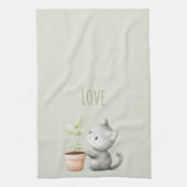 Tuin Kat met Plantenliefde Theedoek (Verticaal)