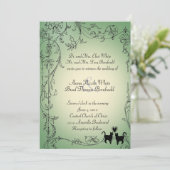 Tuin Katten Bruiloft Uitnodiging (Staand voorkant)