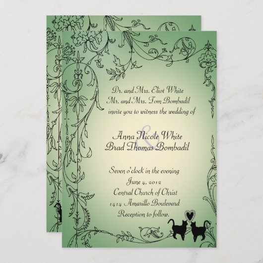 Tuin Katten Bruiloft Uitnodiging (Voorkant / Achterkant)