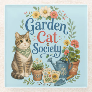 Tuin Katten Samenleving Cottagecore Bloemen Glazen Onderzetter