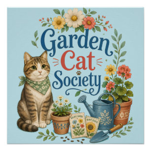 Tuin Katten Samenleving Cottagecore Bloemen Perfect Poster