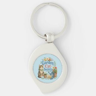 Tuin Katten Samenleving Cottagecore Bloemen Sleutelhanger