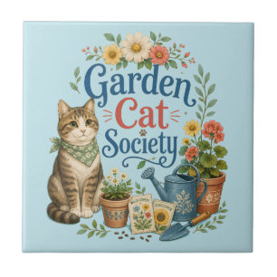 Tuin Katten Samenleving Cottagecore Bloemen Tegeltje