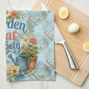 Tuin Katten Samenleving Cottagecore Bloemen Theedoek